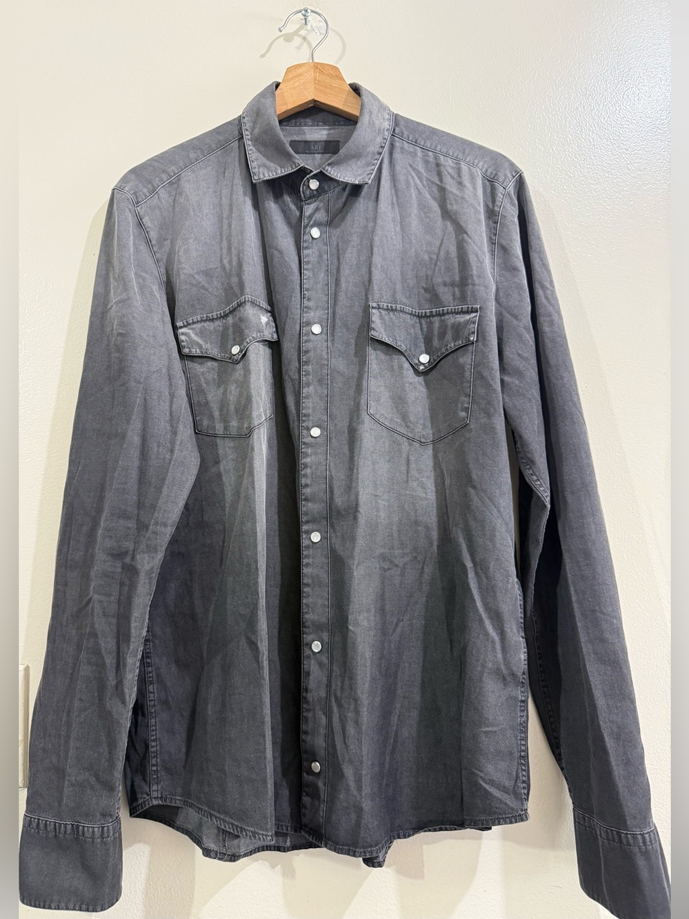 ARI Casual Grey Button-Down Western Shirt